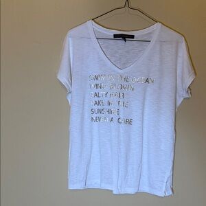 White House Black Market White Tee with Gold Accents